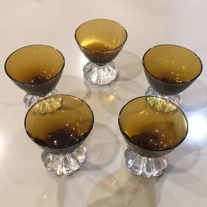 Vintage shot glass set amber brown 60's cocktail